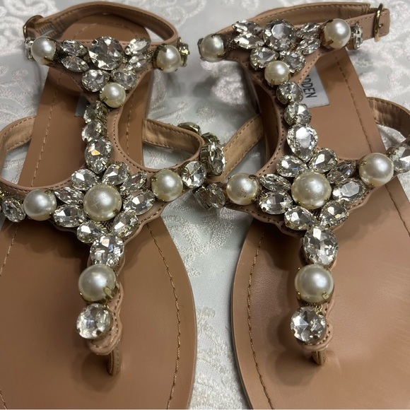 Steve Madden Chantel Rhinestone Embellished Flat Sandals Size 8 - Picture 8 of 8